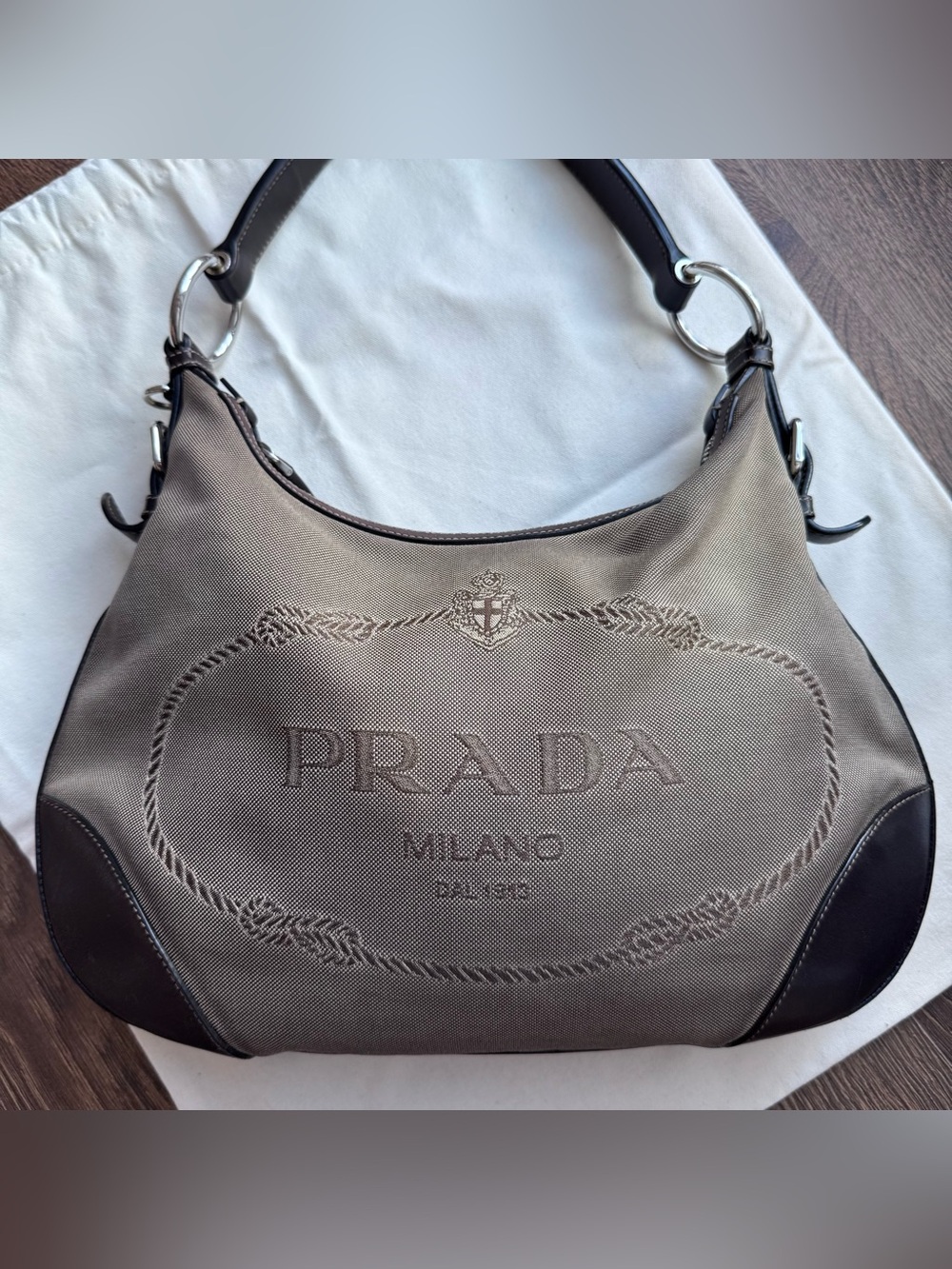 PRADA Jacquard Hobo Bag